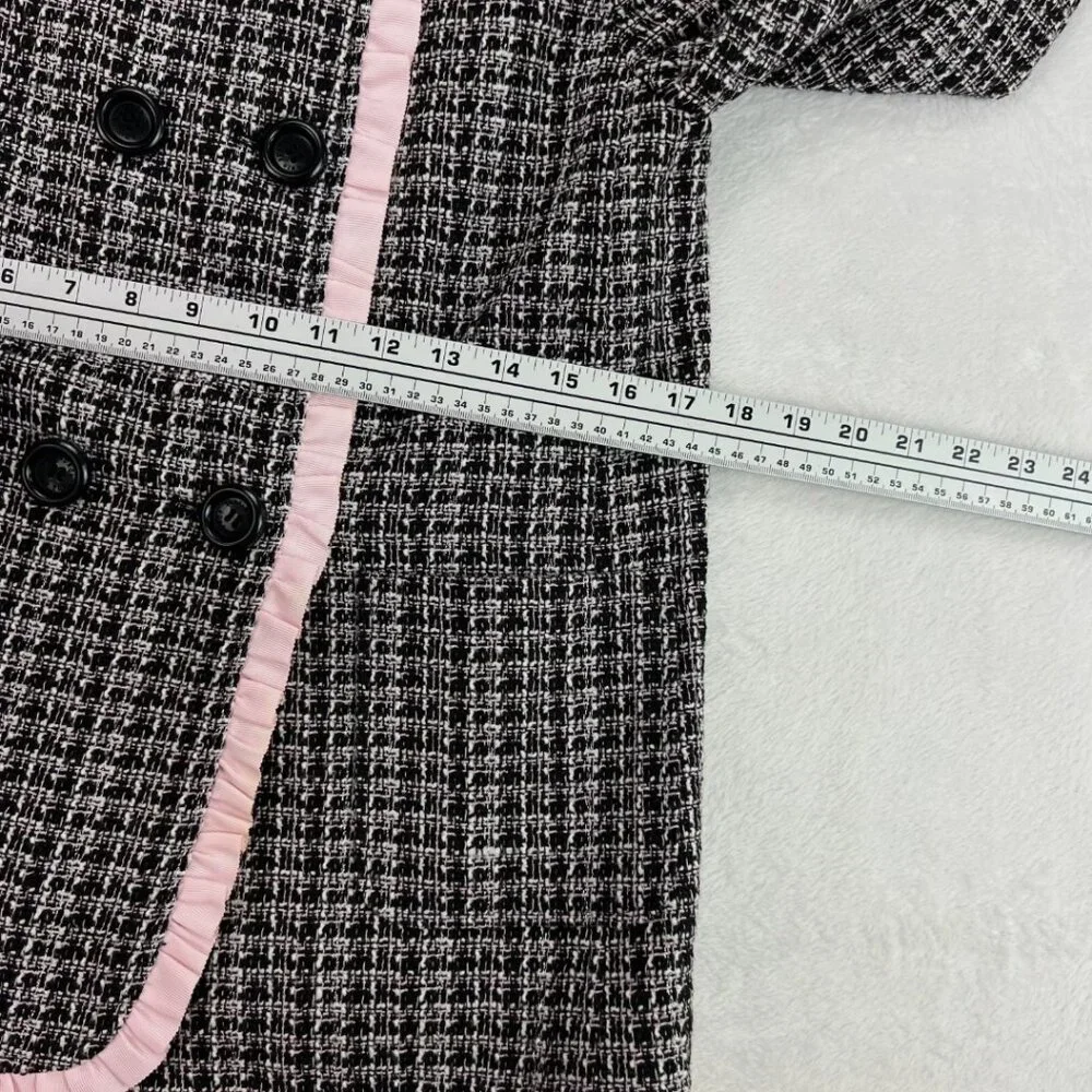 Kate Spade Kids Tweed Jacket Ruffle Trim Double Breasted‎ Dressy Preppy Classic